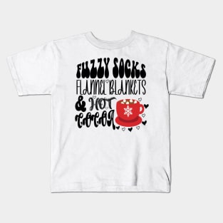 Fuzzy Socks Flannel Blankets & Hot Cocoa Shirt, Winter Hot Chocolate Lover Kids T-Shirt